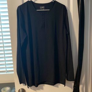 Cuts split-hem Henley long sleeve